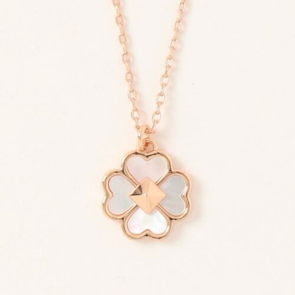 kate spade Jewelry - Kate Spade Rose Gold Flower Pendant Necklace Cream Enamel Spade Logo NWT Gift